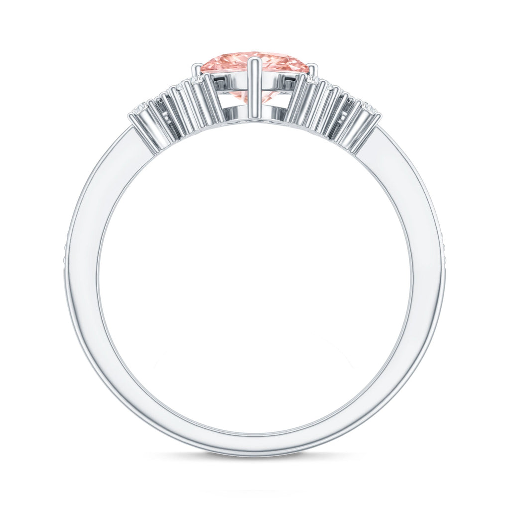1 CT Lab Grown Pink and White Diamond Heart Engagement Ring IGI Certified
