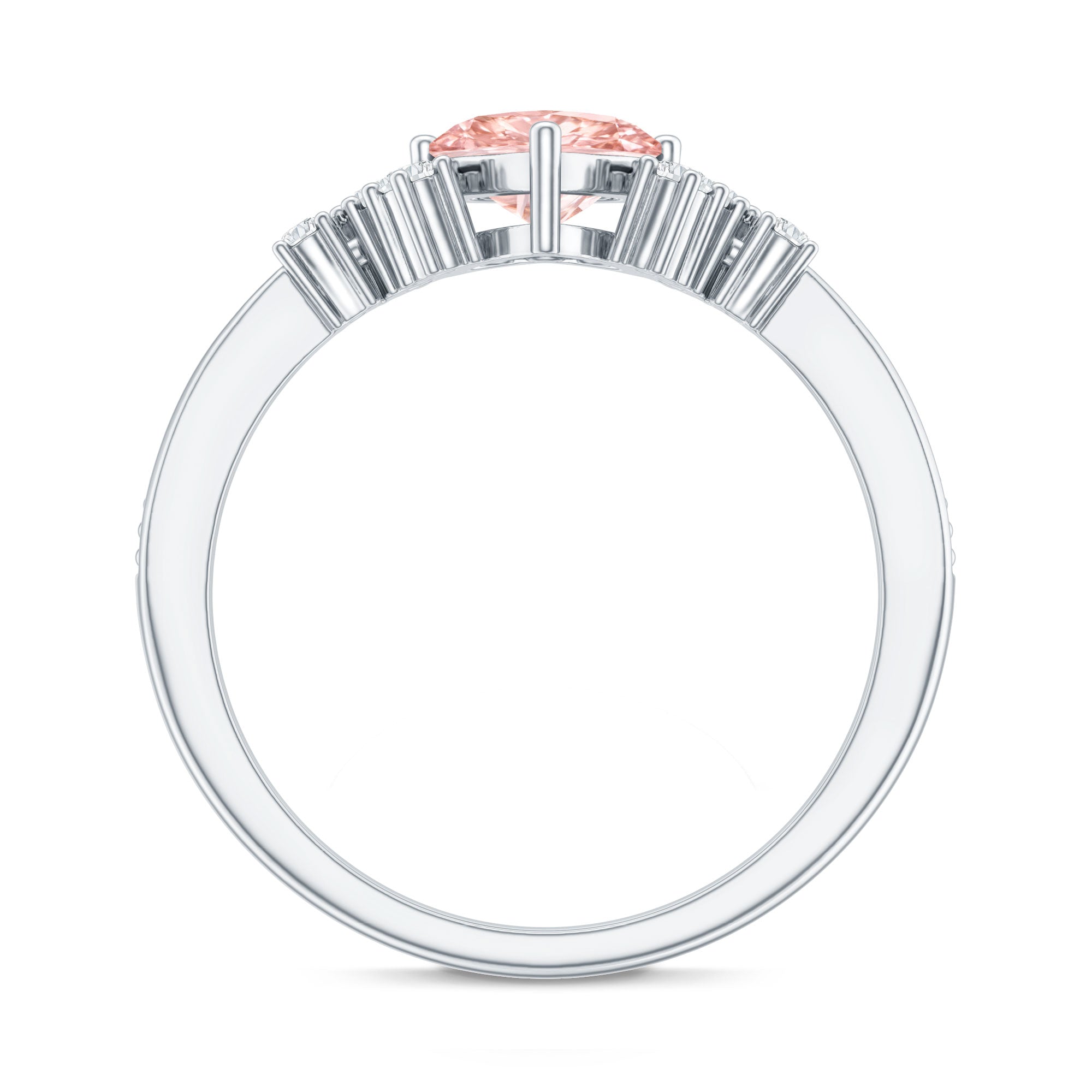 1 CT Lab Grown Pink and White Diamond Heart Engagement Ring IGI Certified
