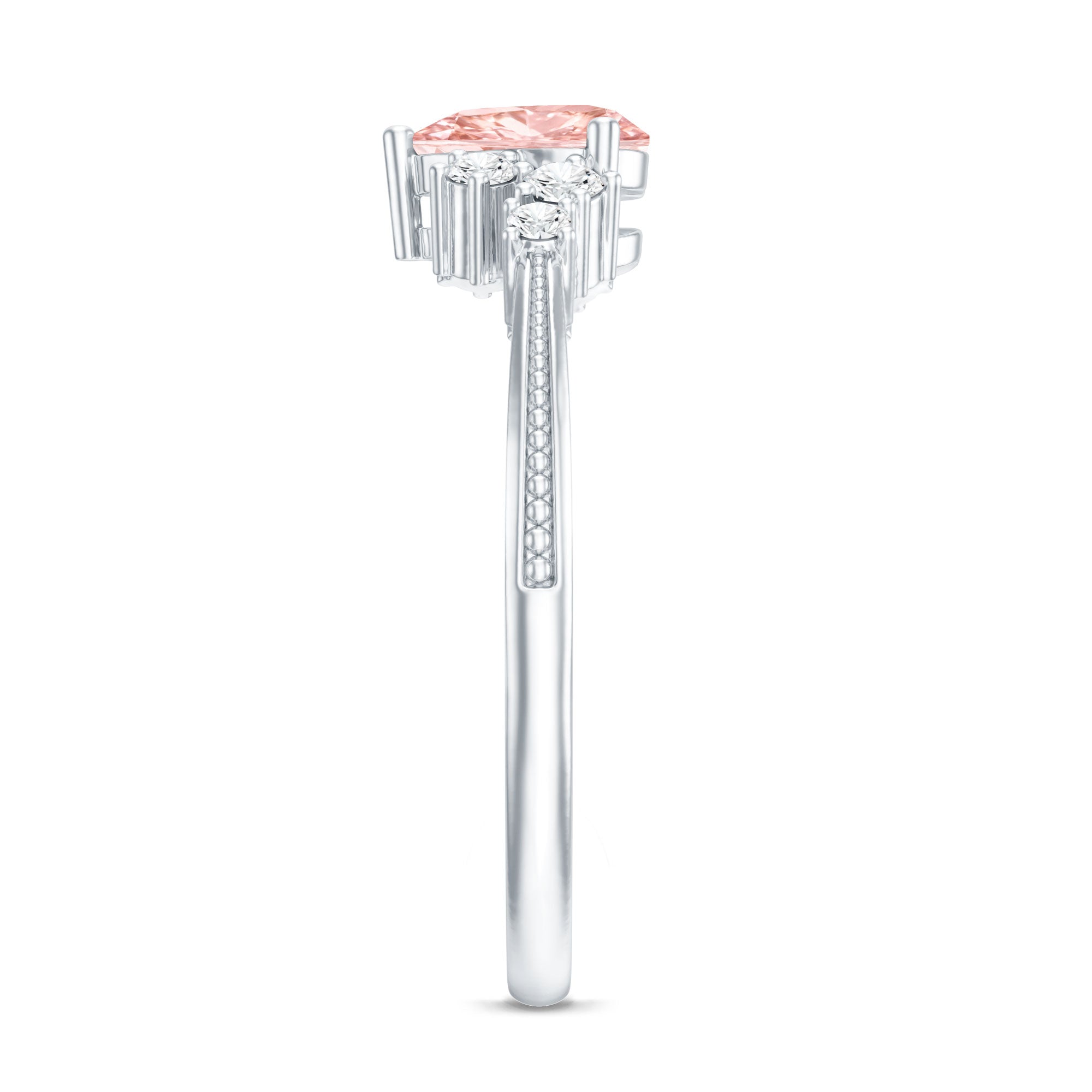 1 CT Lab Grown Pink and White Diamond Heart Engagement Ring IGI Certified
