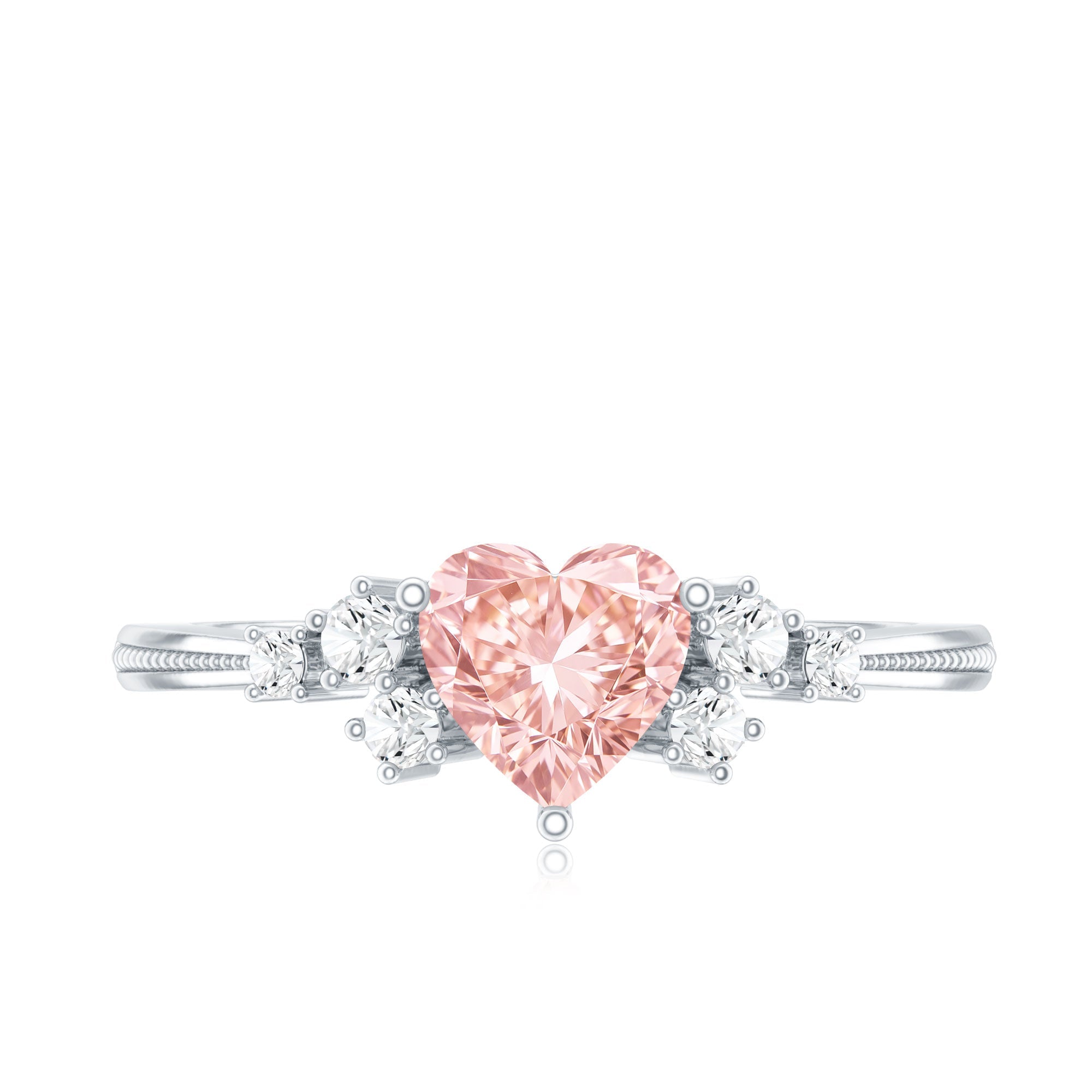 1 CT Lab Grown Pink and White Diamond Heart Engagement Ring IGI Certified