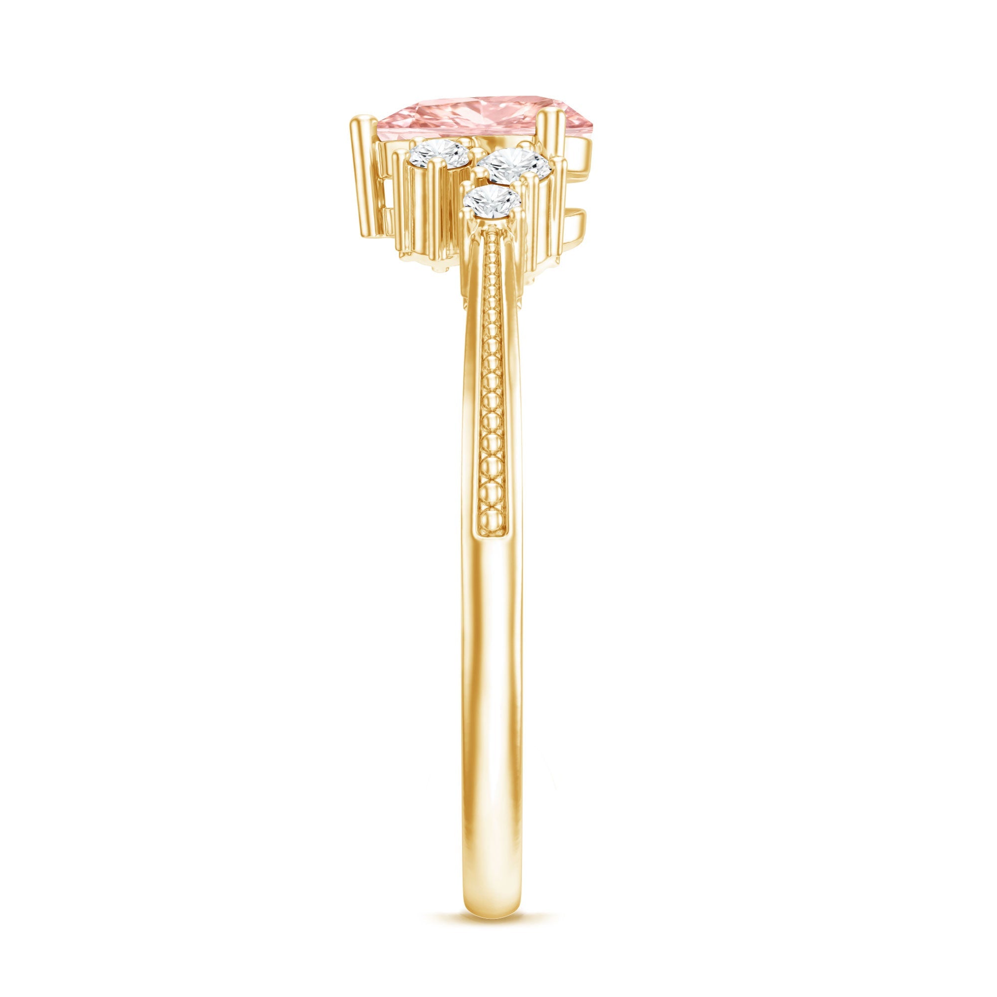 1 CT Lab Grown Pink and White Diamond Heart Engagement Ring IGI Certified