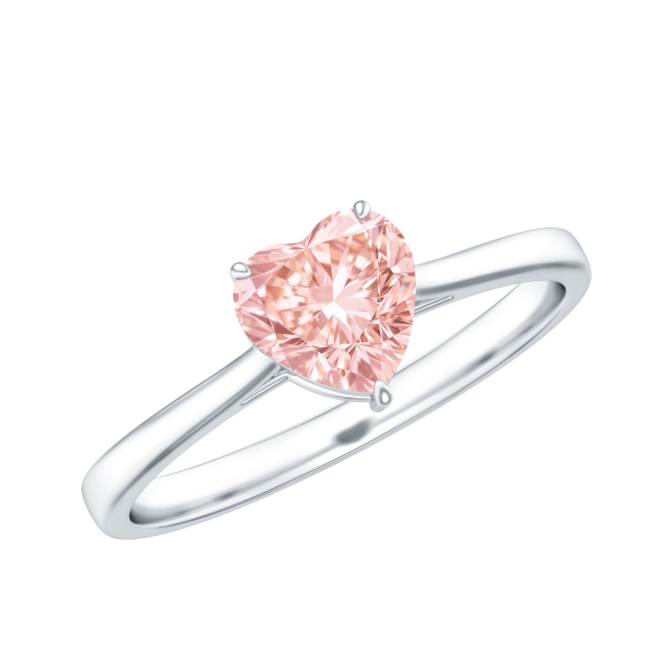1 CT Lab Grown Pink Diamond Heart Promise Ring with IGI Certificate