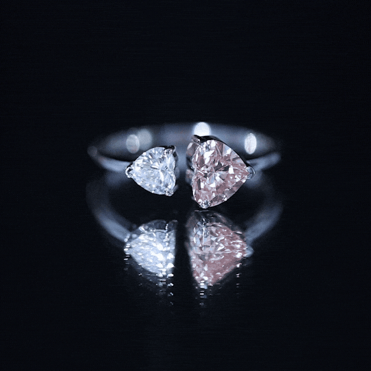 The Two of Us — Pink and White Diamond Toi et Moi Ring