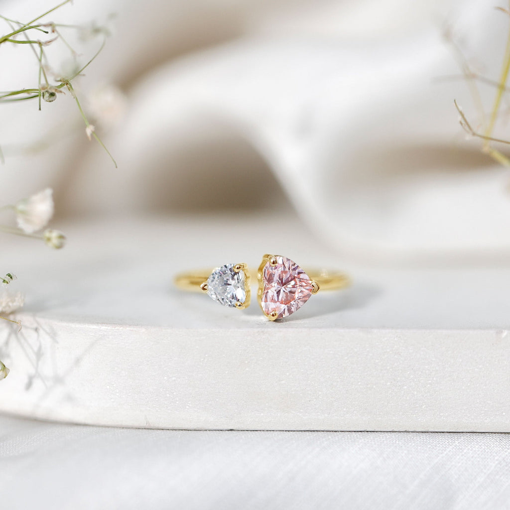 The Two of Us — Pink and White Diamond Toi et Moi Ring