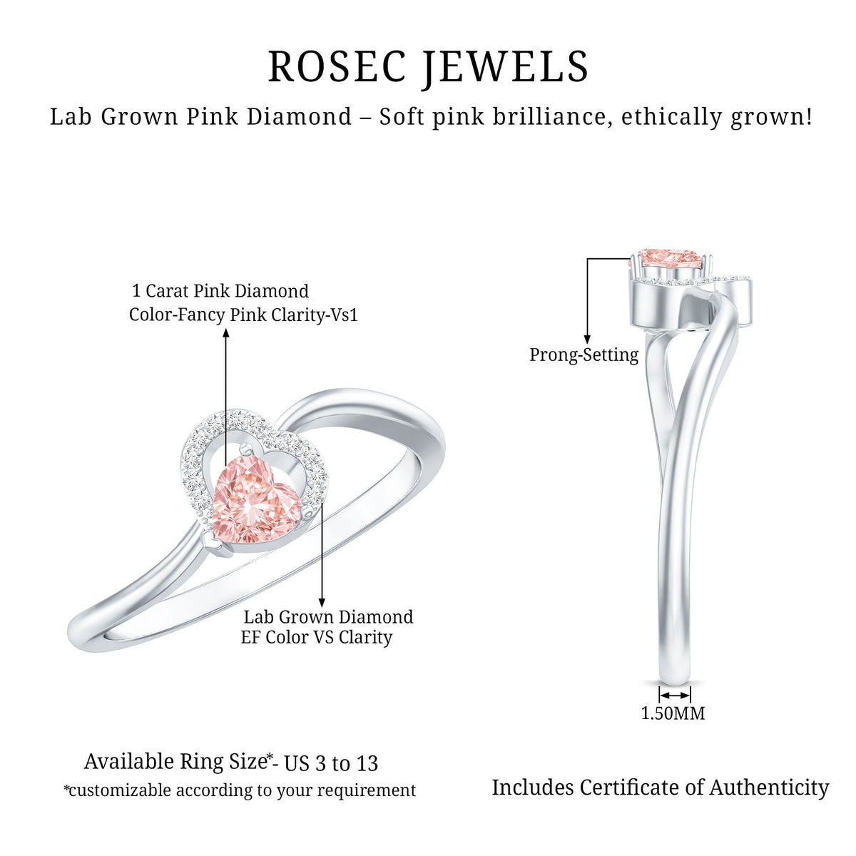 The Ribbon — Pink Diamond Heart Promise Ring