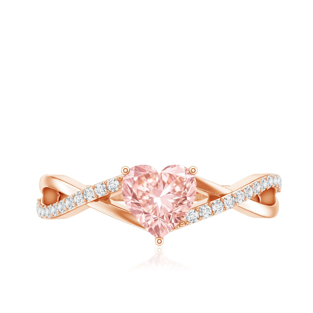 IGI Certified 1 CT Heart Shaped Lab Grown Pink Diamond Infinity Engagement Ring