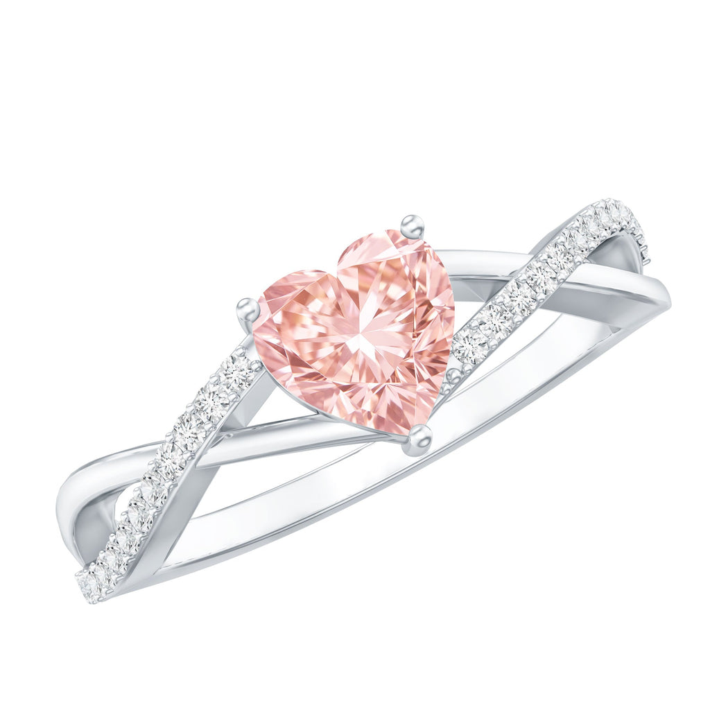 IGI Certified 1 CT Heart Shaped Lab Grown Pink Diamond Infinity Engagement Ring