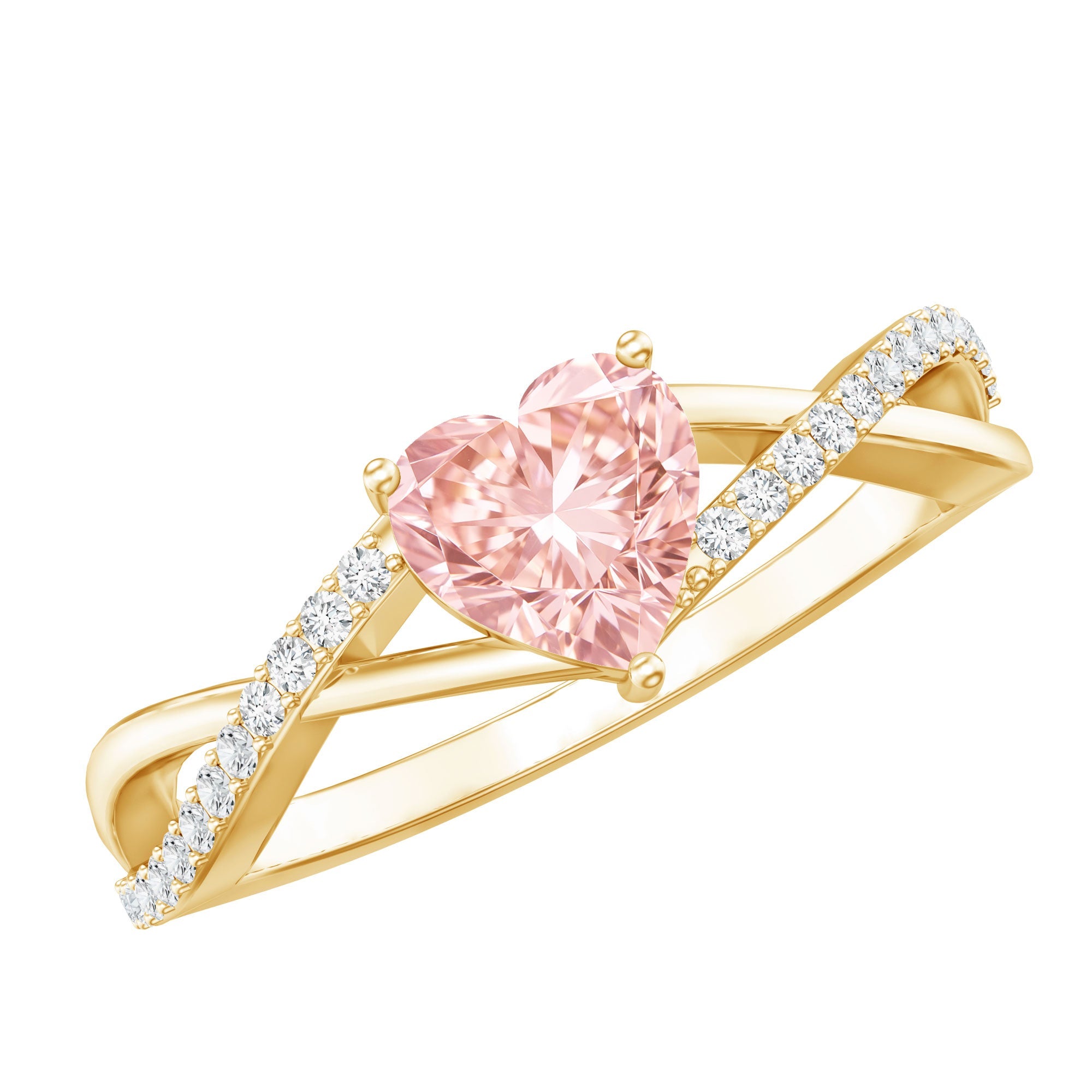 IGI Certified 1 CT Heart Shaped Lab Grown Pink Diamond Infinity Engagement Ring