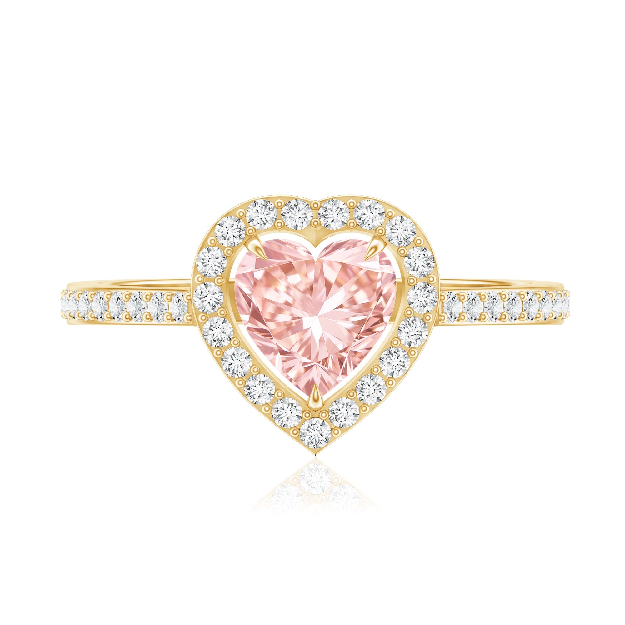 Heart Shape 1 CT Lab Grown Pink White Diamond Halo Engagement Ring IGI Certified