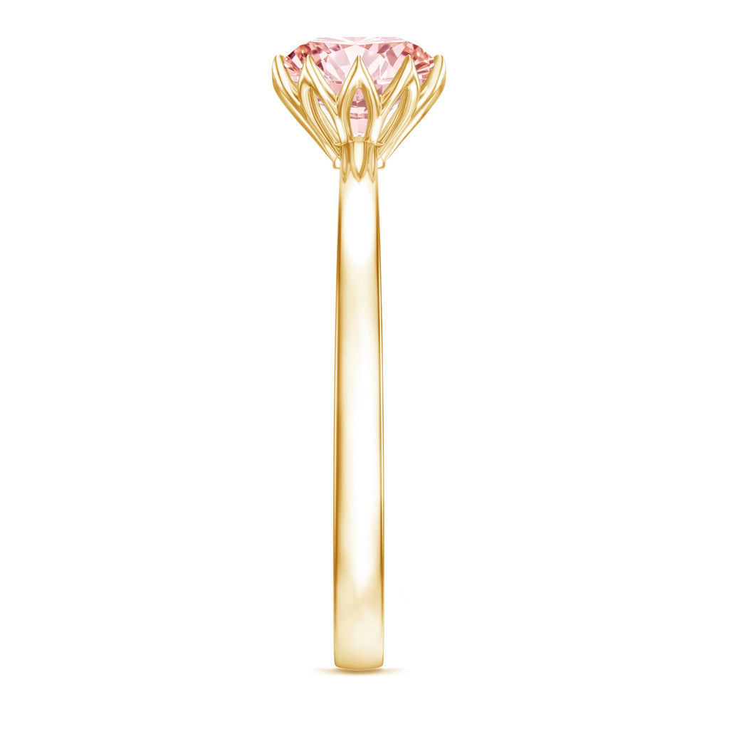 IGI Certified 1 CT Lab Grown Pink Diamond Solitaire Engagement Ring in Lotus Basket Setting