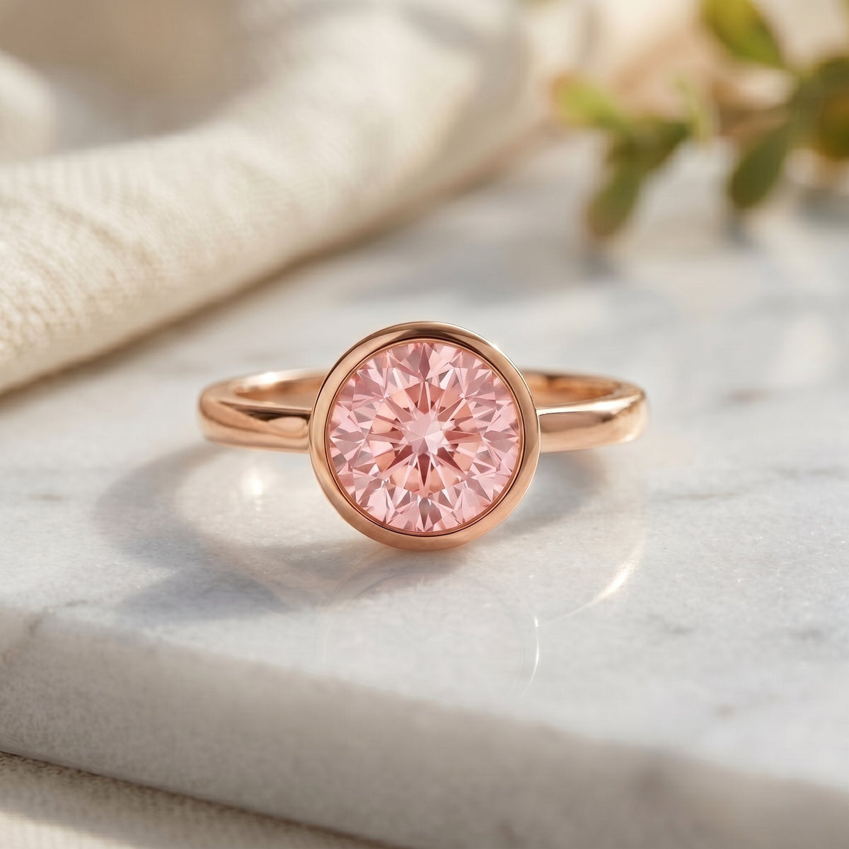 The Shield — Pink Diamond Bezel Engagement Ring