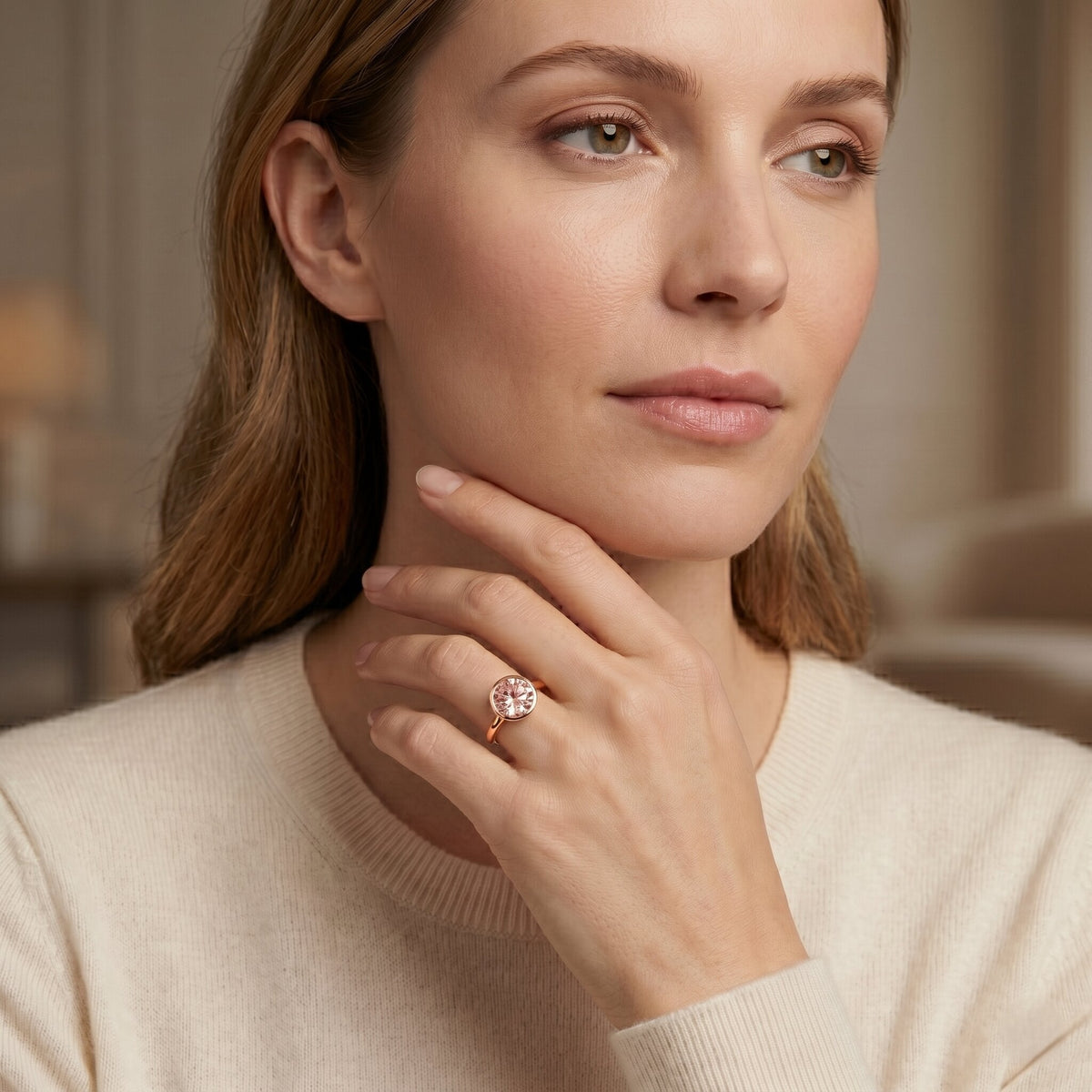 The Shield — Pink Diamond Bezel Engagement Ring
