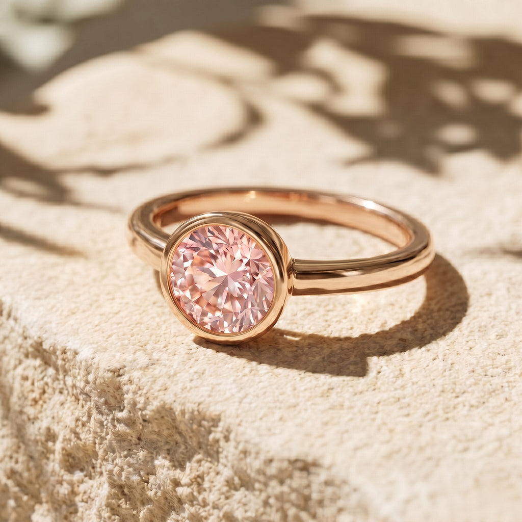 The Shield — Pink Diamond Bezel Engagement Ring