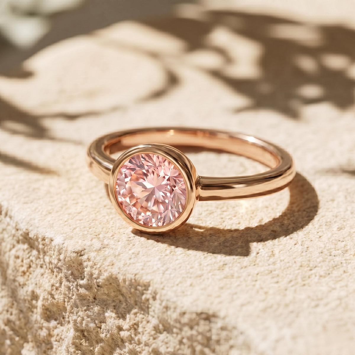 The Shield — Pink Diamond Bezel Engagement Ring