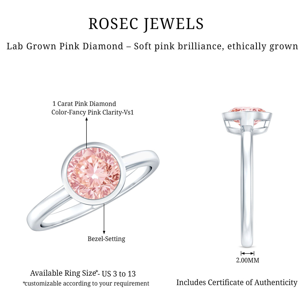 The Shield — Pink Diamond Bezel Engagement Ring