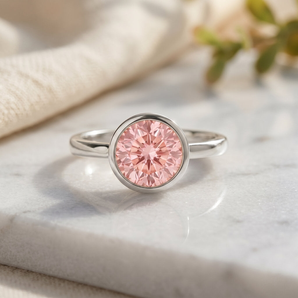 The Shield — Pink Diamond Bezel Engagement Ring