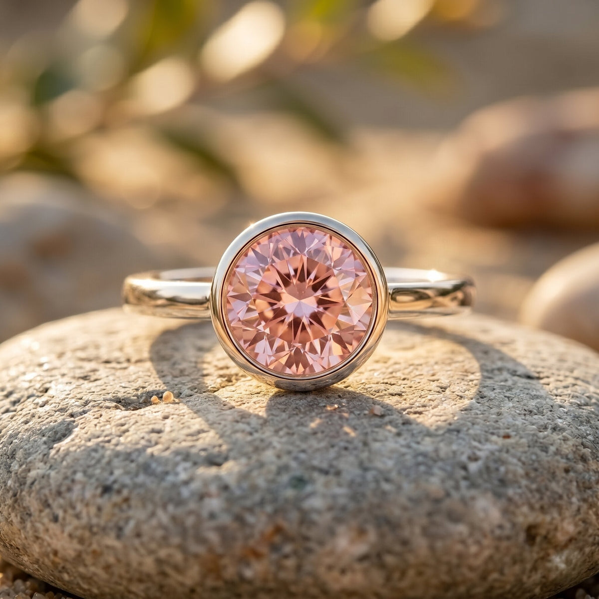 The Shield — Pink Diamond Bezel Engagement Ring