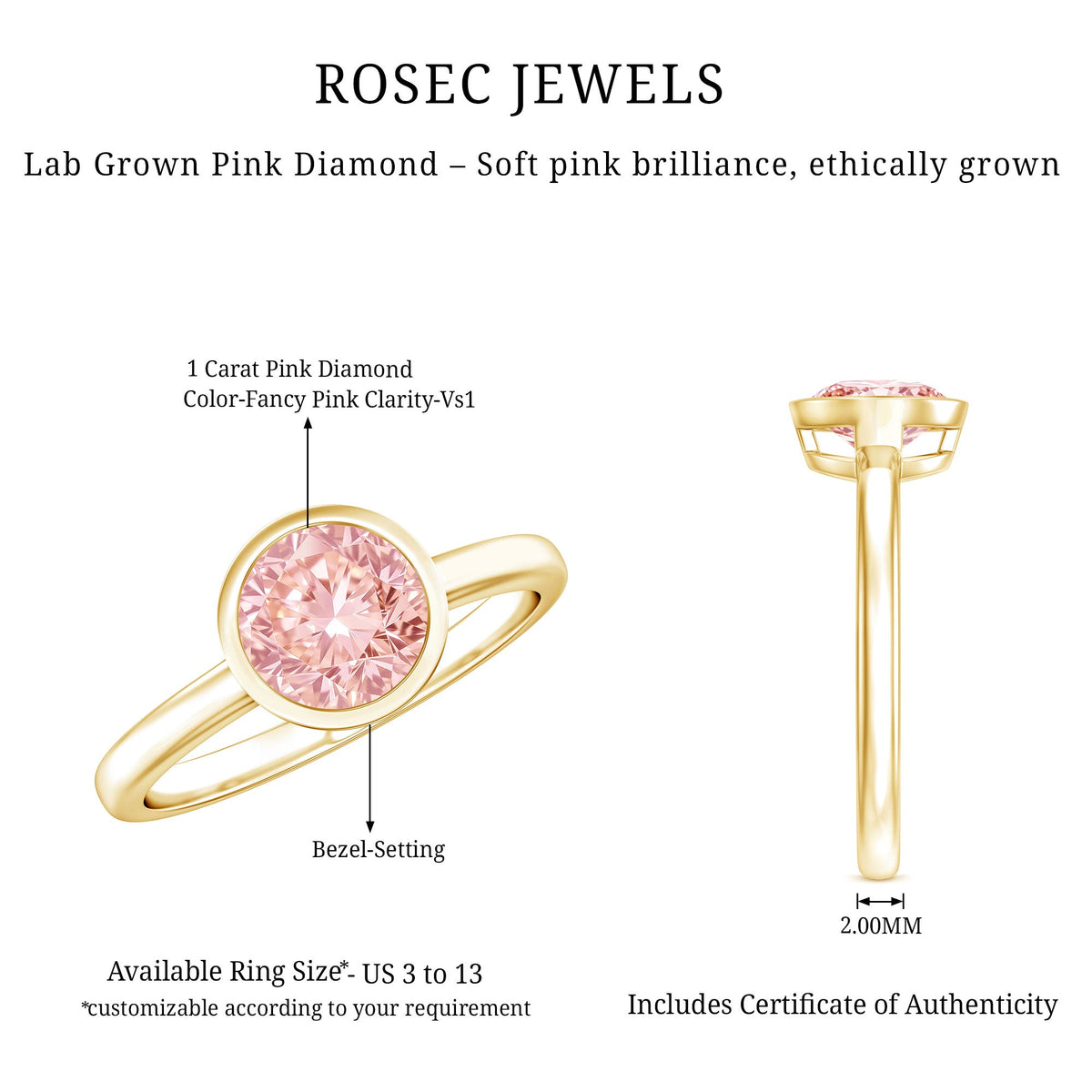 The Shield — Pink Diamond Bezel Engagement Ring