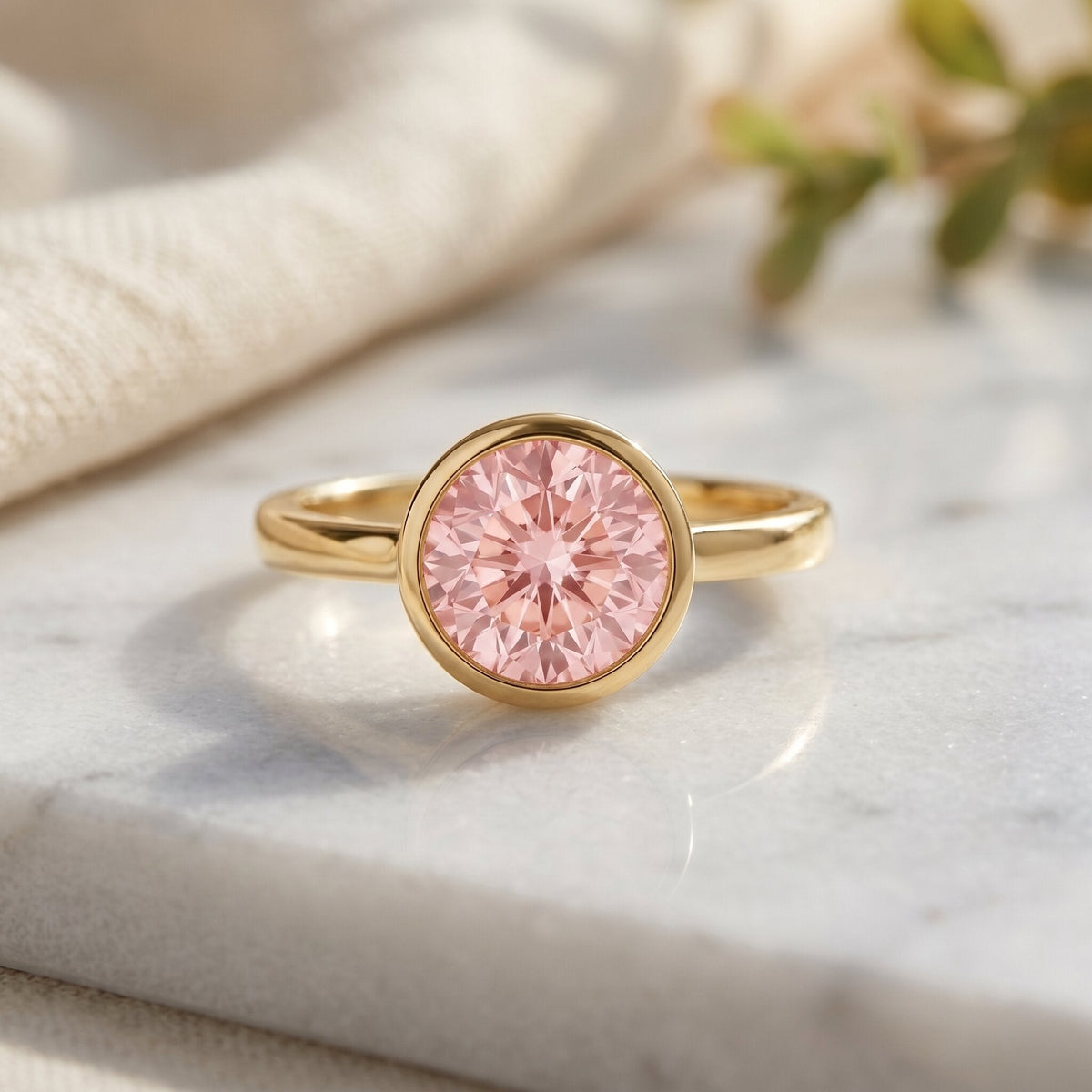 The Shield — Pink Diamond Bezel Engagement Ring