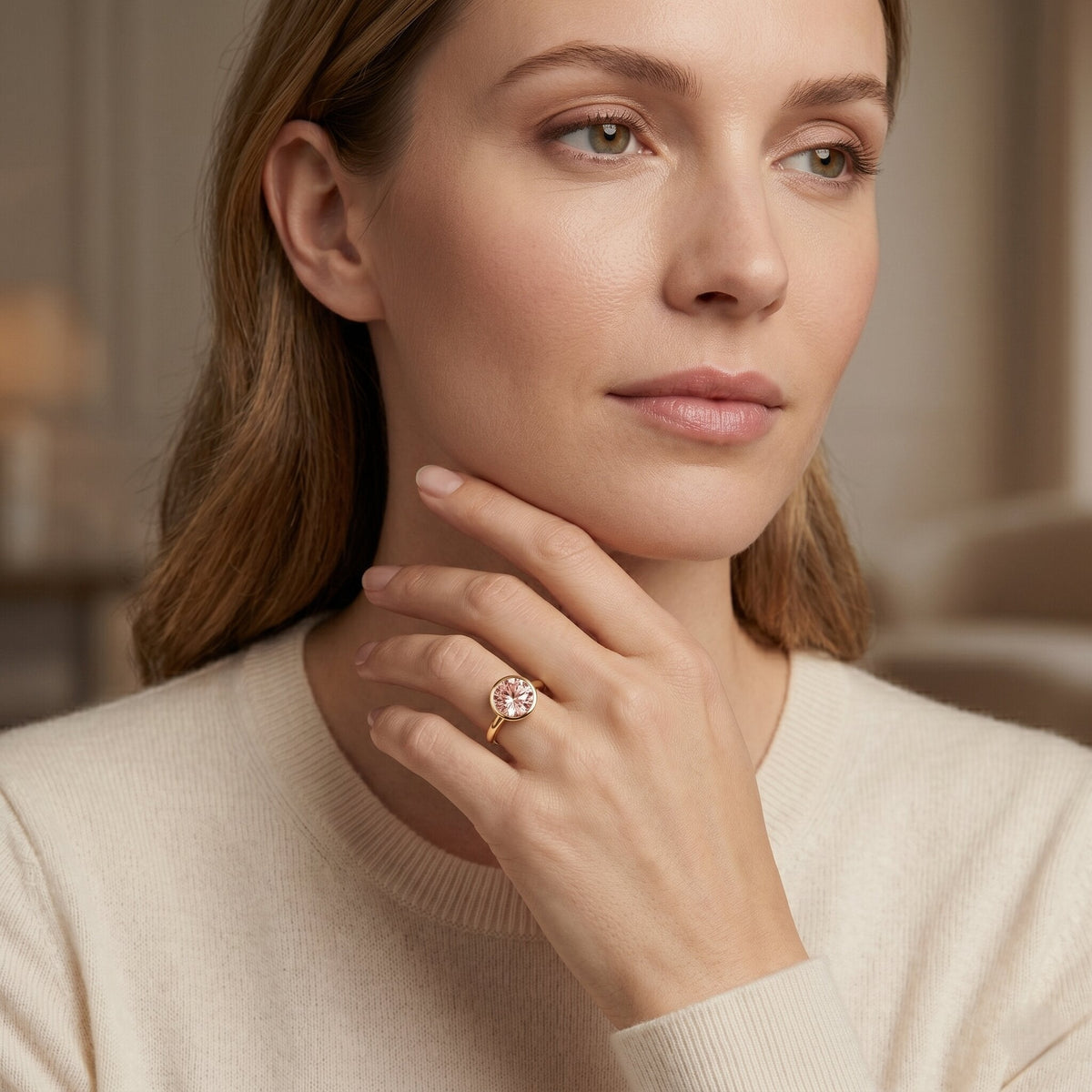 The Shield — Pink Diamond Bezel Engagement Ring