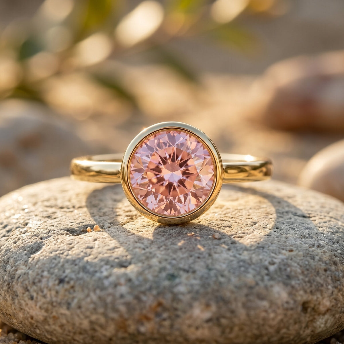 The Shield — Pink Diamond Bezel Engagement Ring