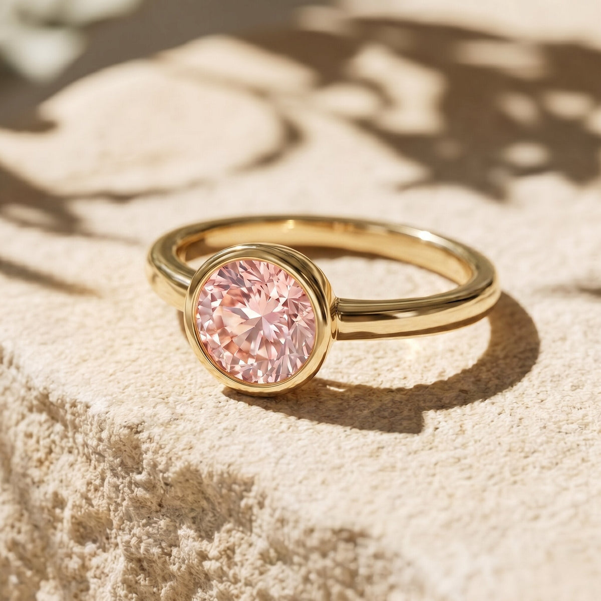 The Shield — Pink Diamond Bezel Engagement Ring
