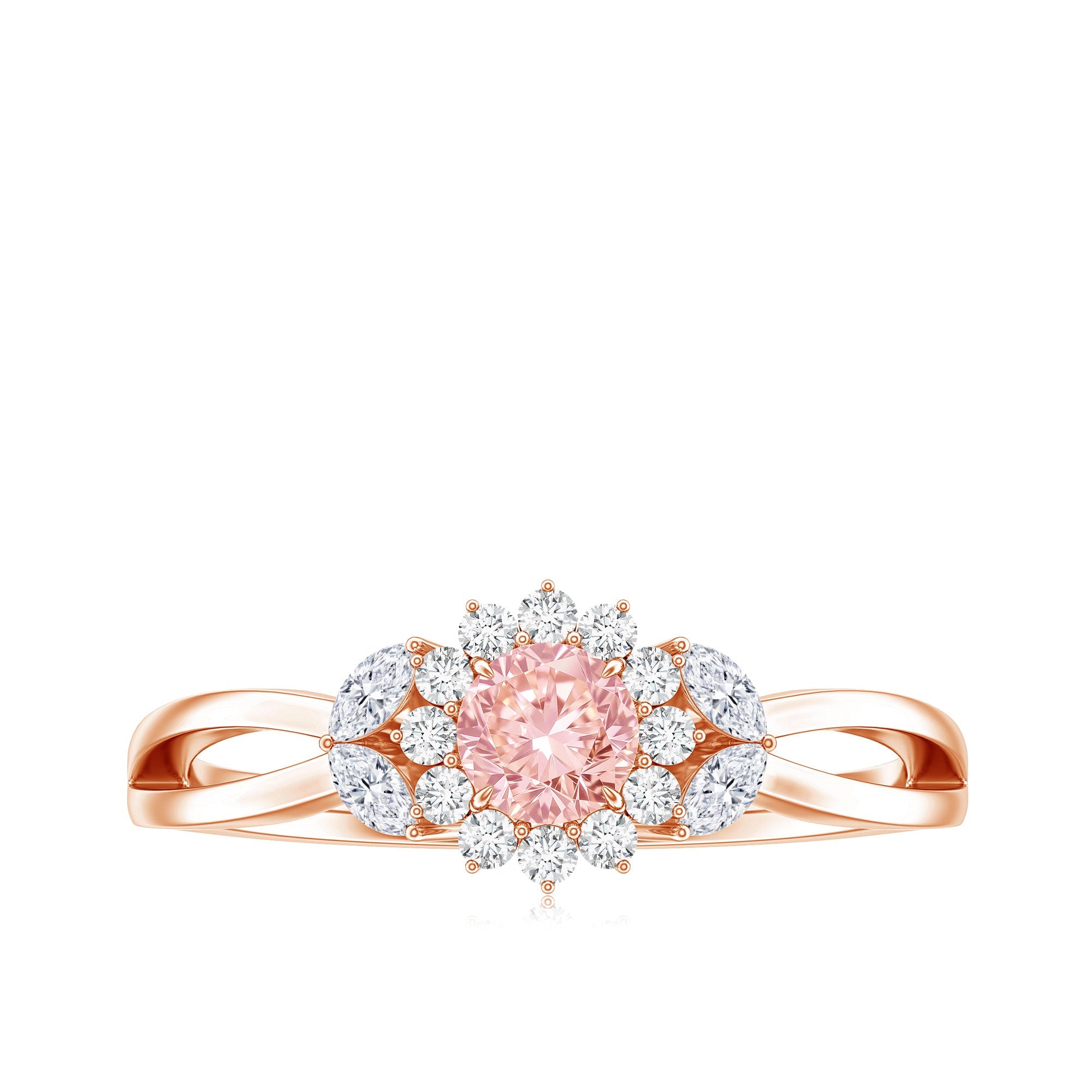 Lab Grown Pink and White Diamond Flower Engagement Ring IGI Certified