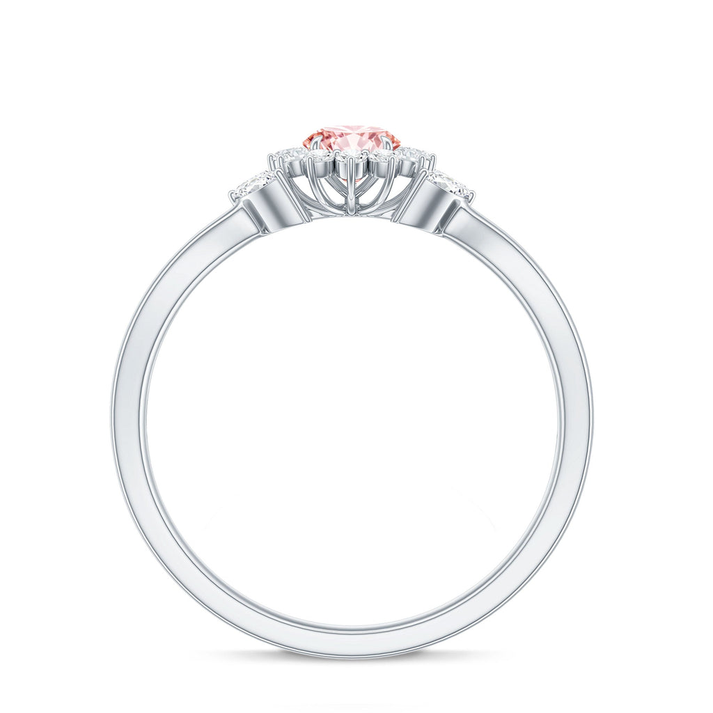Lab Grown Pink and White Diamond Flower Engagement Ring IGI Certified