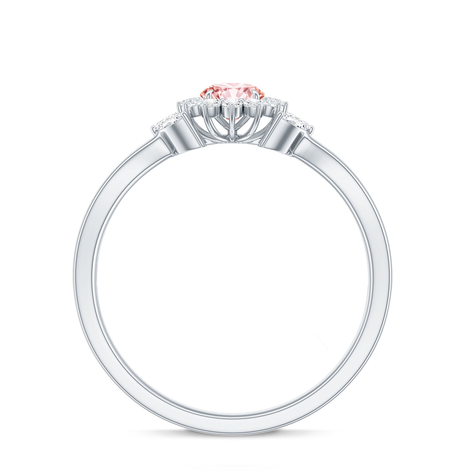 Lab Grown Pink and White Diamond Flower Engagement Ring IGI Certified