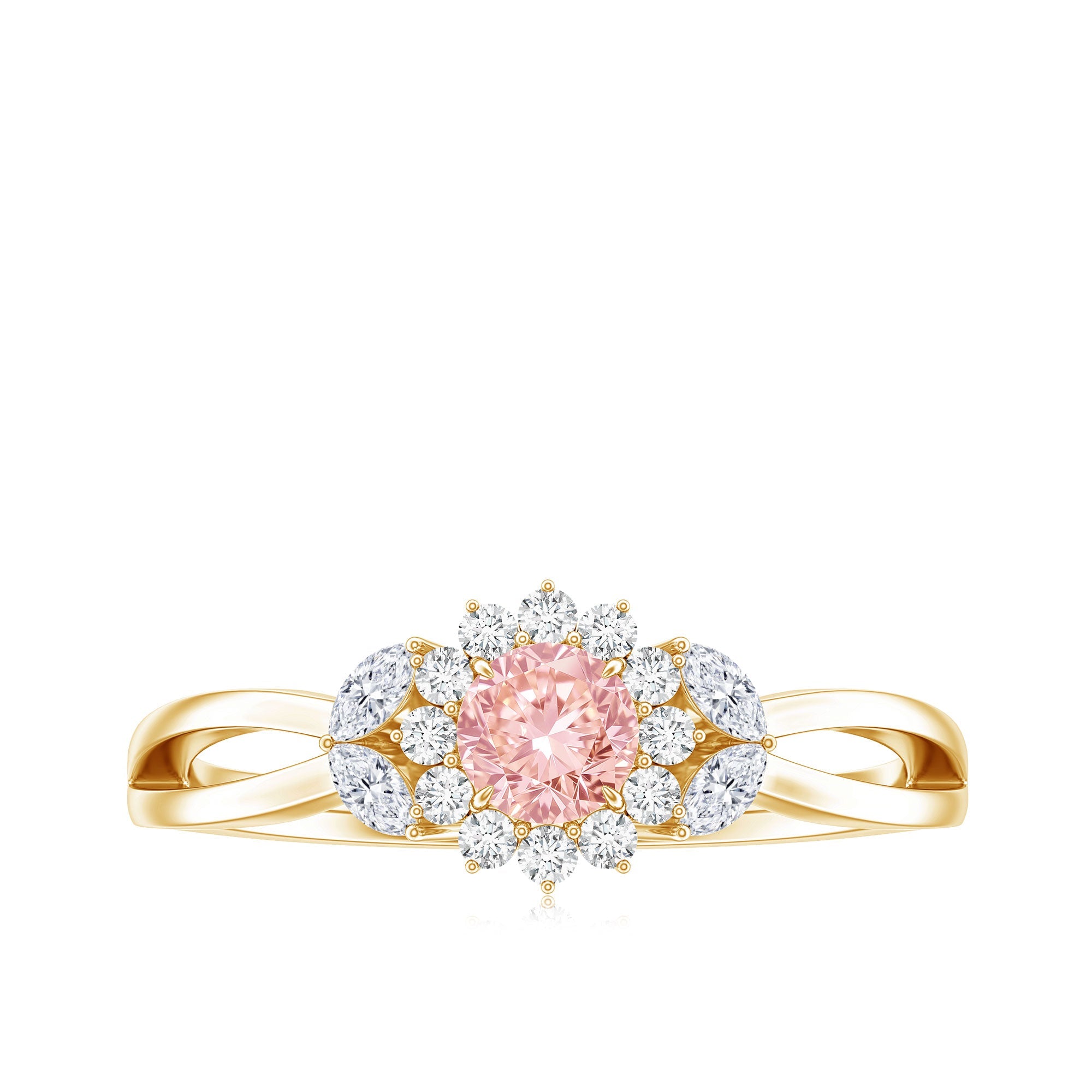 Lab Grown Pink and White Diamond Flower Engagement Ring IGI Certified