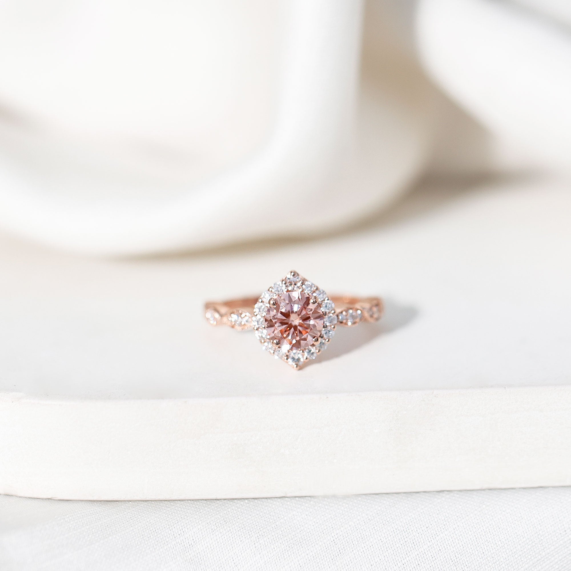 IGI Certified Lab Grown Pink White Diamond Designer Engagement Ring