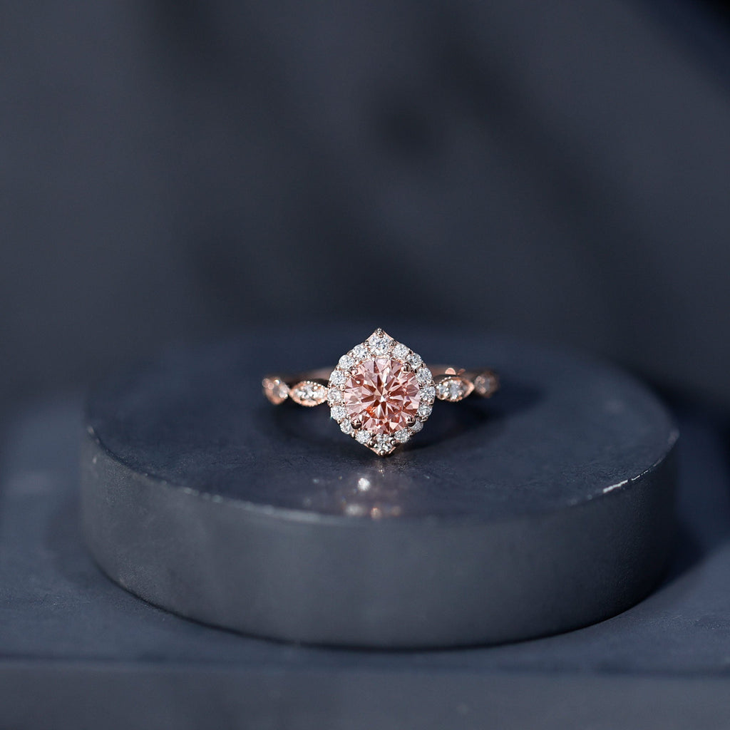 IGI Certified Lab Grown Pink White Diamond Designer Engagement Ring