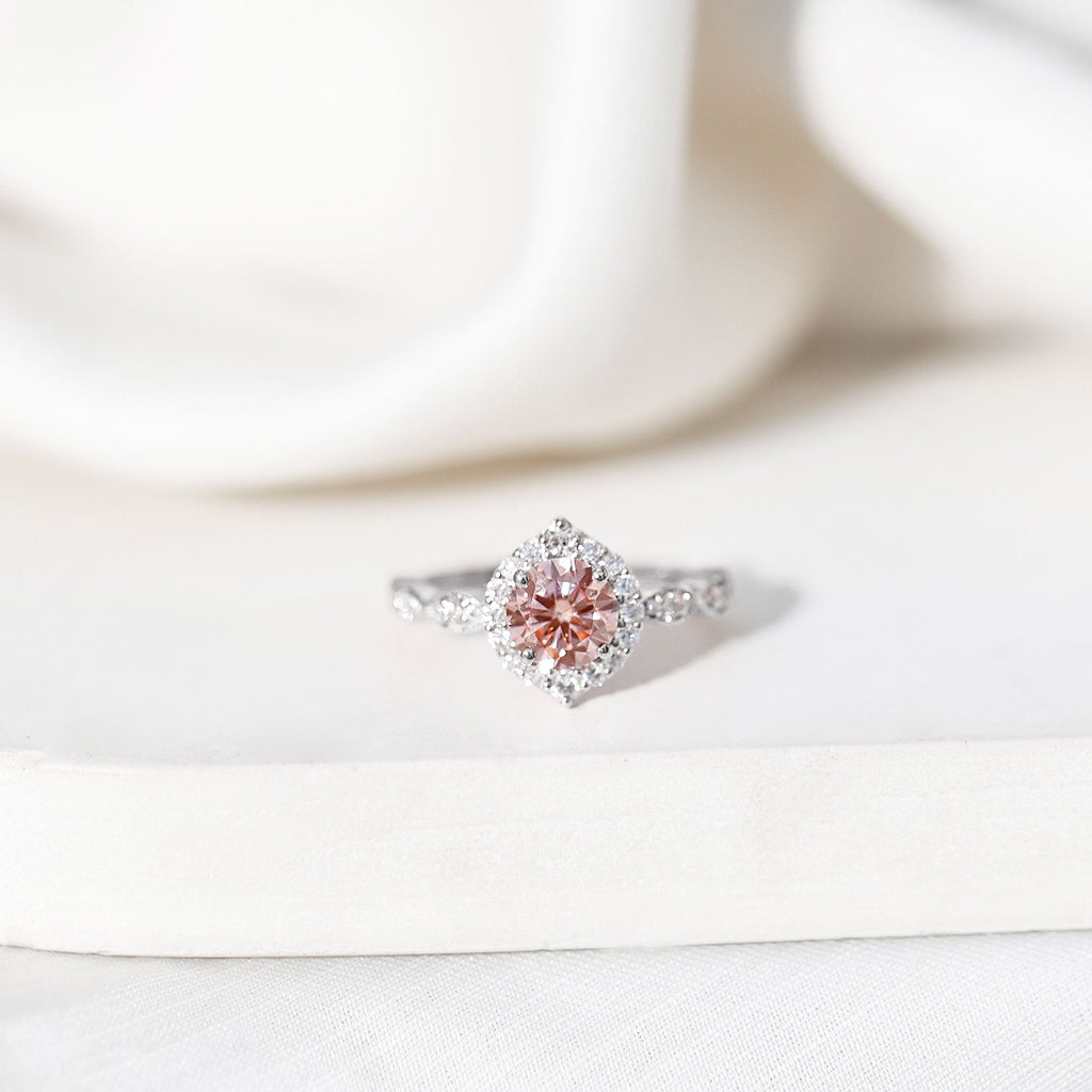 IGI Certified Lab Grown Pink White Diamond Designer Engagement Ring