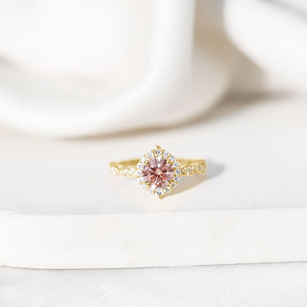 IGI Certified Lab Grown Pink White Diamond Designer Engagement Ring