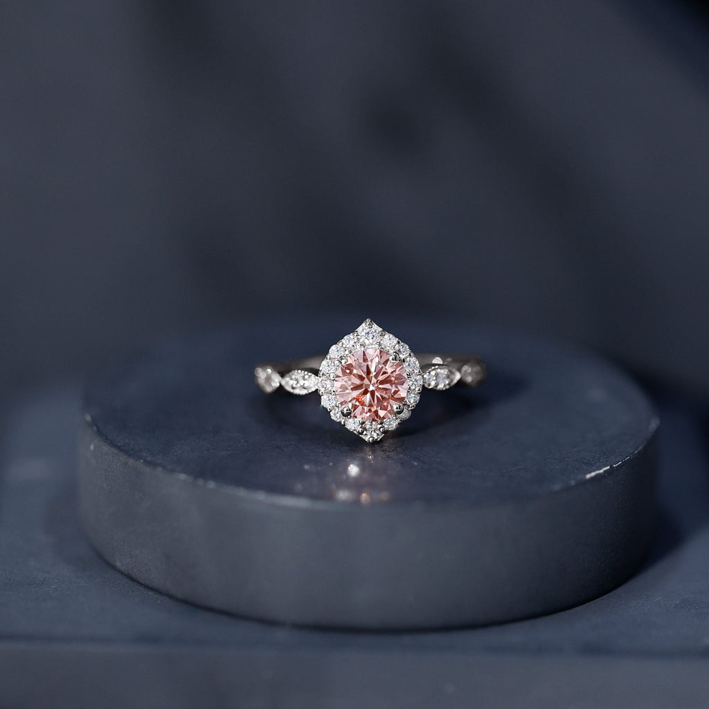 IGI Certified Lab Grown Pink White Diamond Designer Engagement Ring