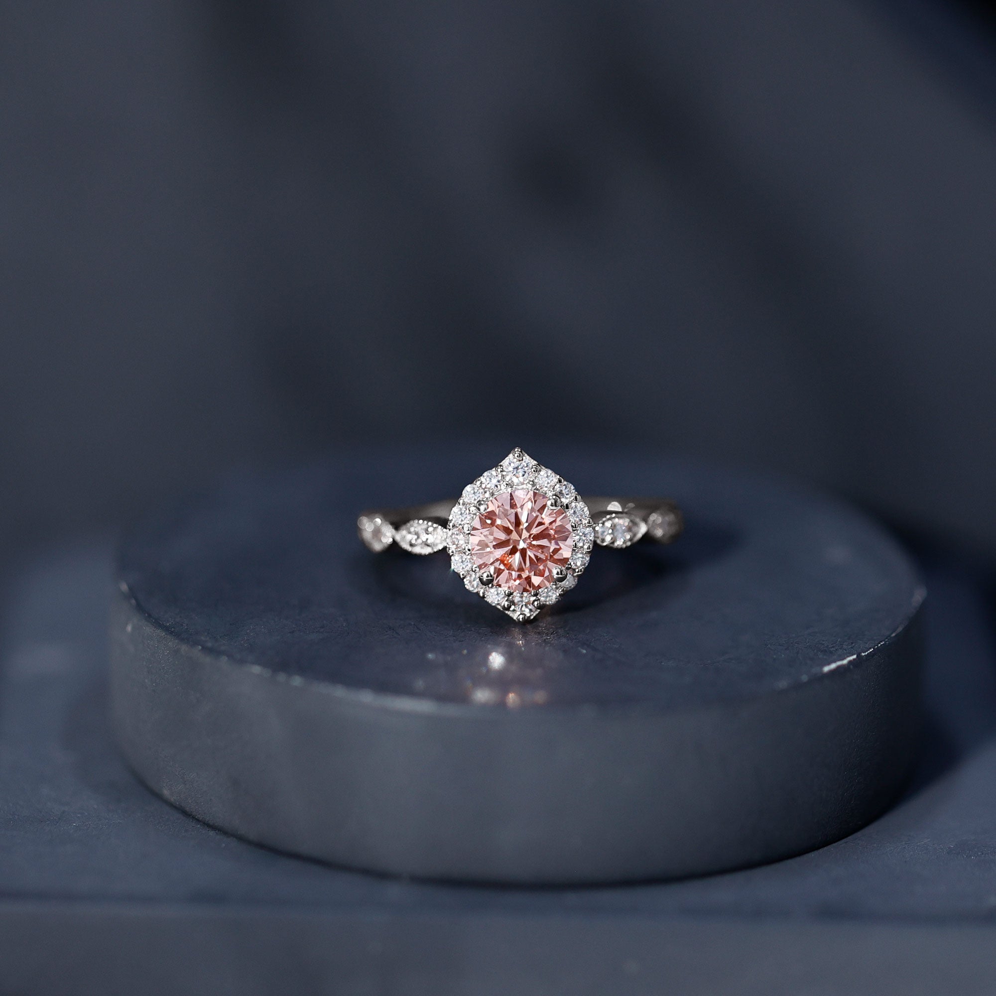 IGI Certified Lab Grown Pink White Diamond Designer Engagement Ring