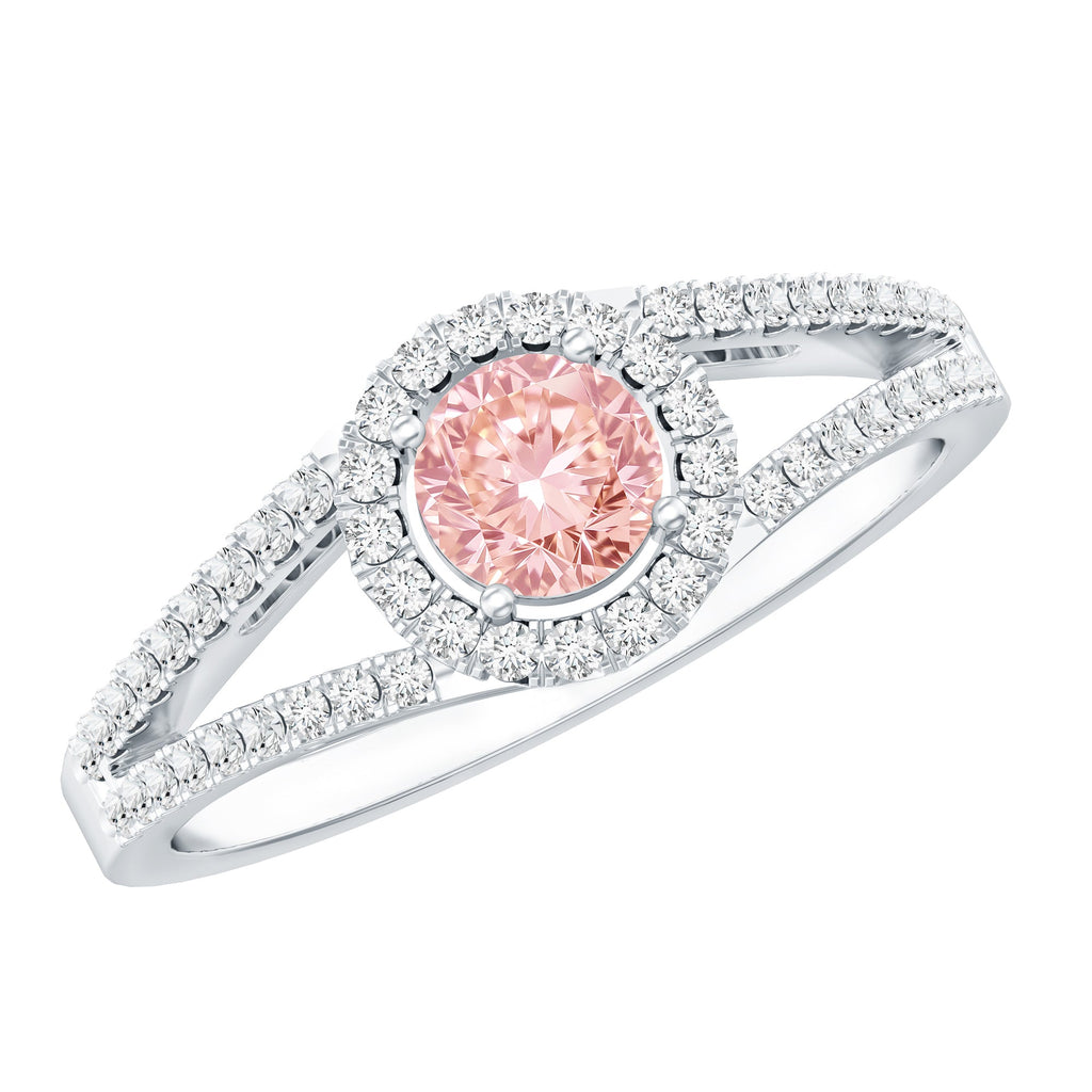The Lantern — Pink Diamond Halo Engagement Ring