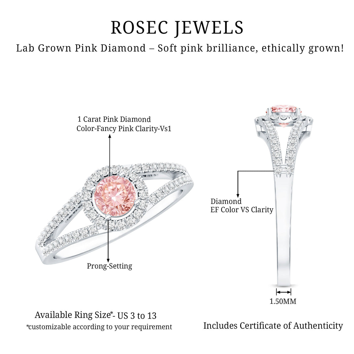 The Lantern — Pink Diamond Halo Engagement Ring