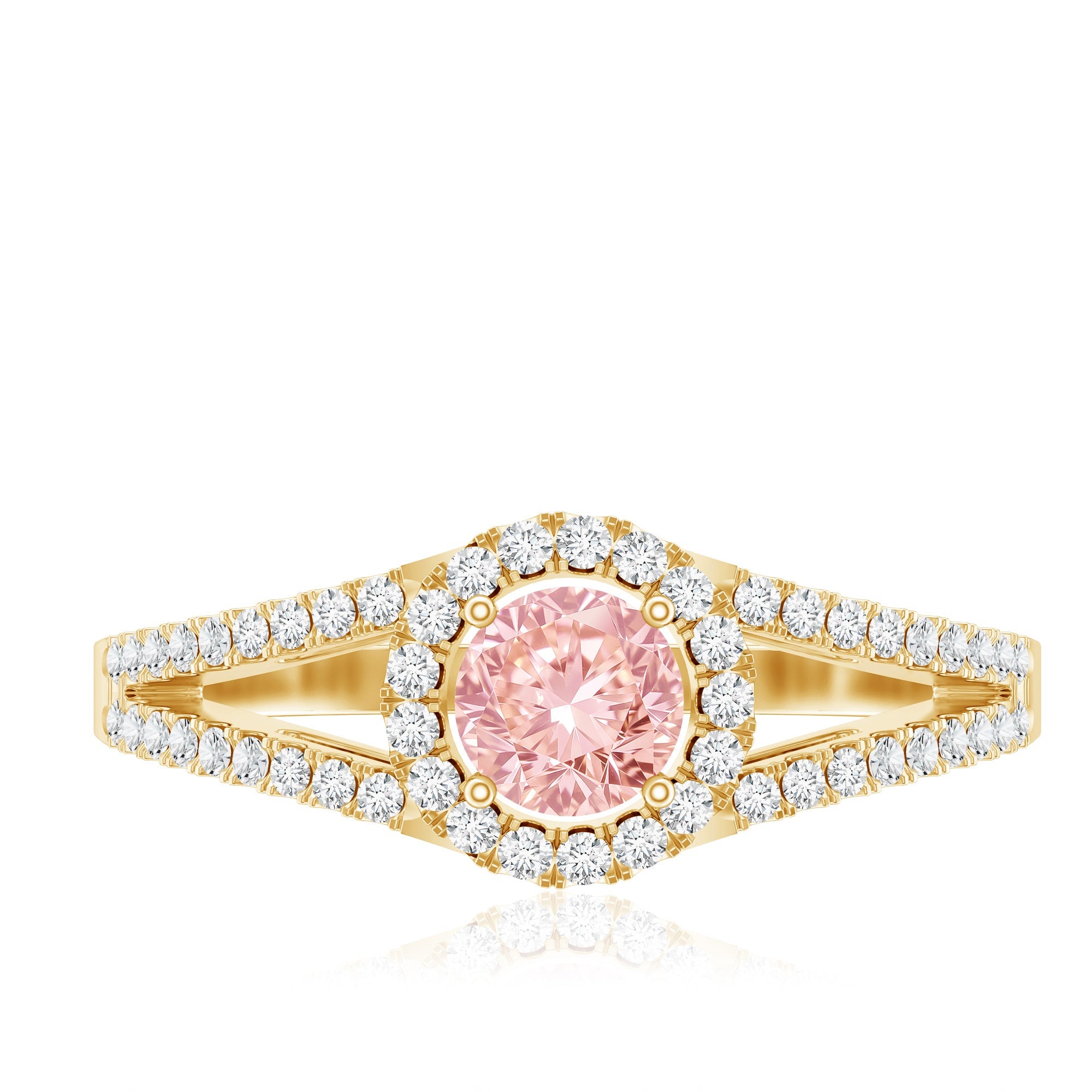 IGI Certified 1 CT Pink Lab Grown Diamond Halo Engagement Ring