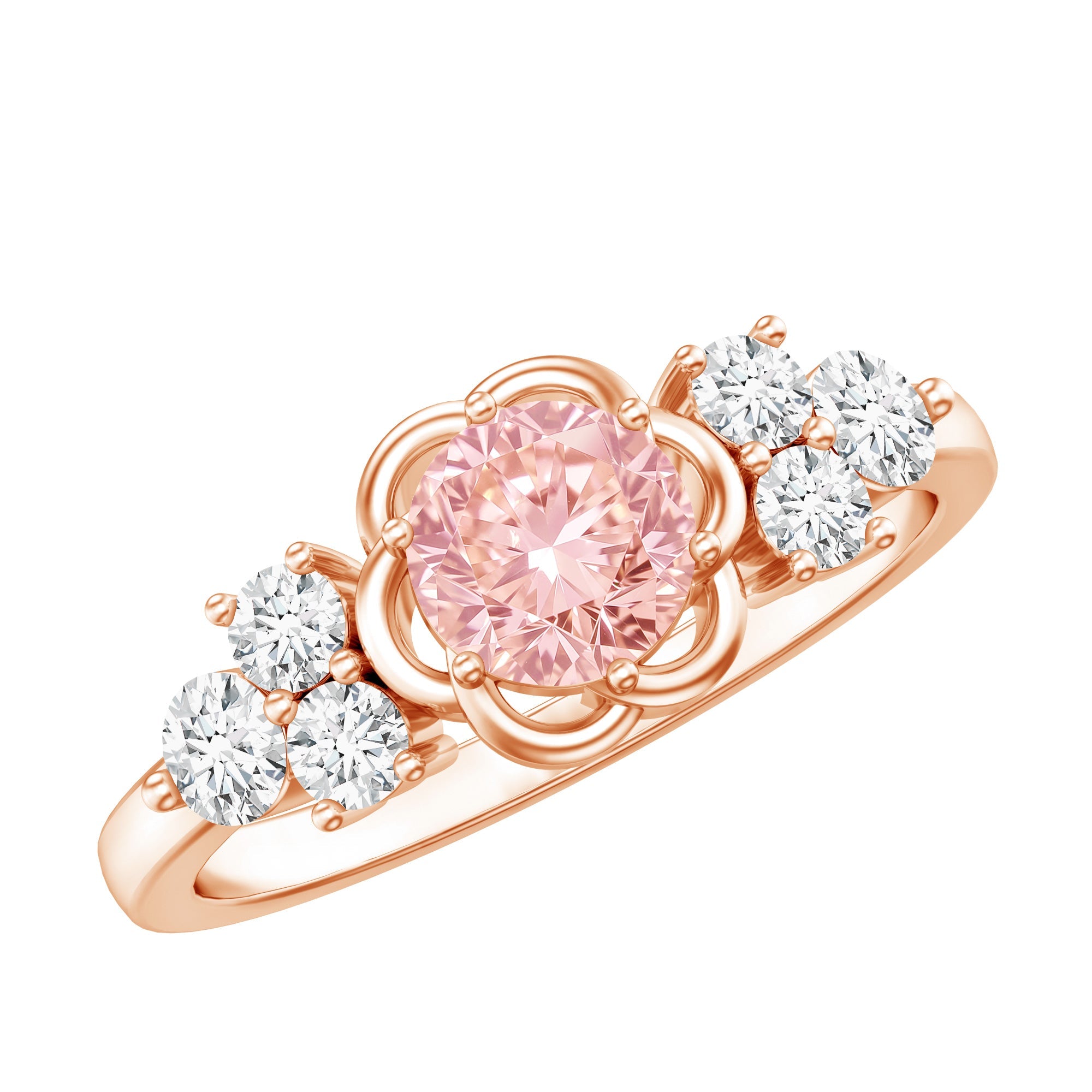 Nature Inspired Lab Grown Pink Diamond Flower Engagement Ring with IGI Certificate