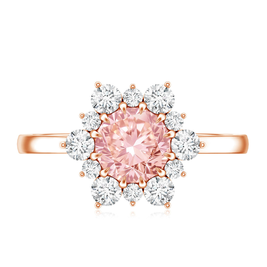IGI Certified 1 CT Lab Grown Pink and White Diamond Halo Engagement Ring