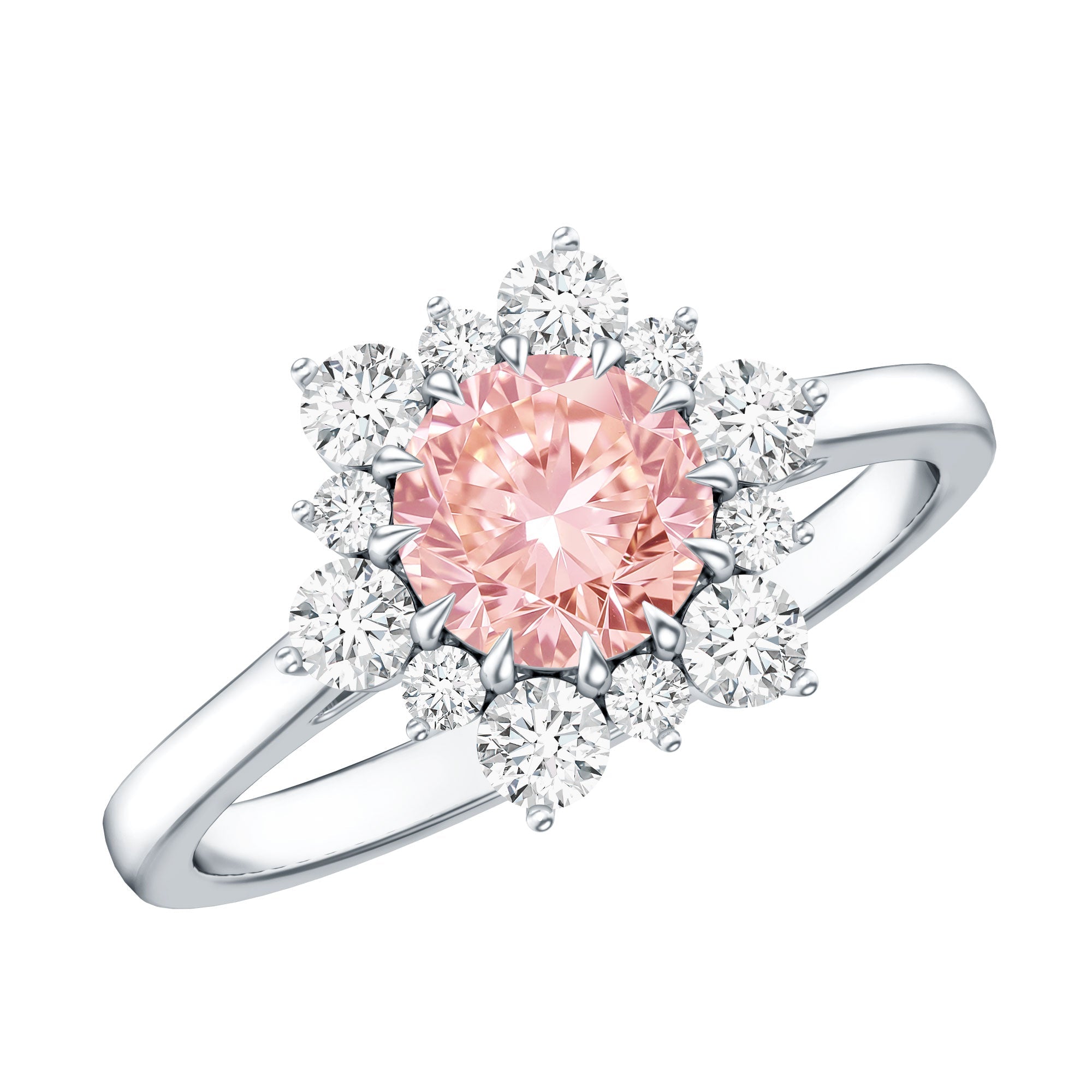 IGI Certified 1 CT Lab Grown Pink and White Diamond Halo Engagement Ring