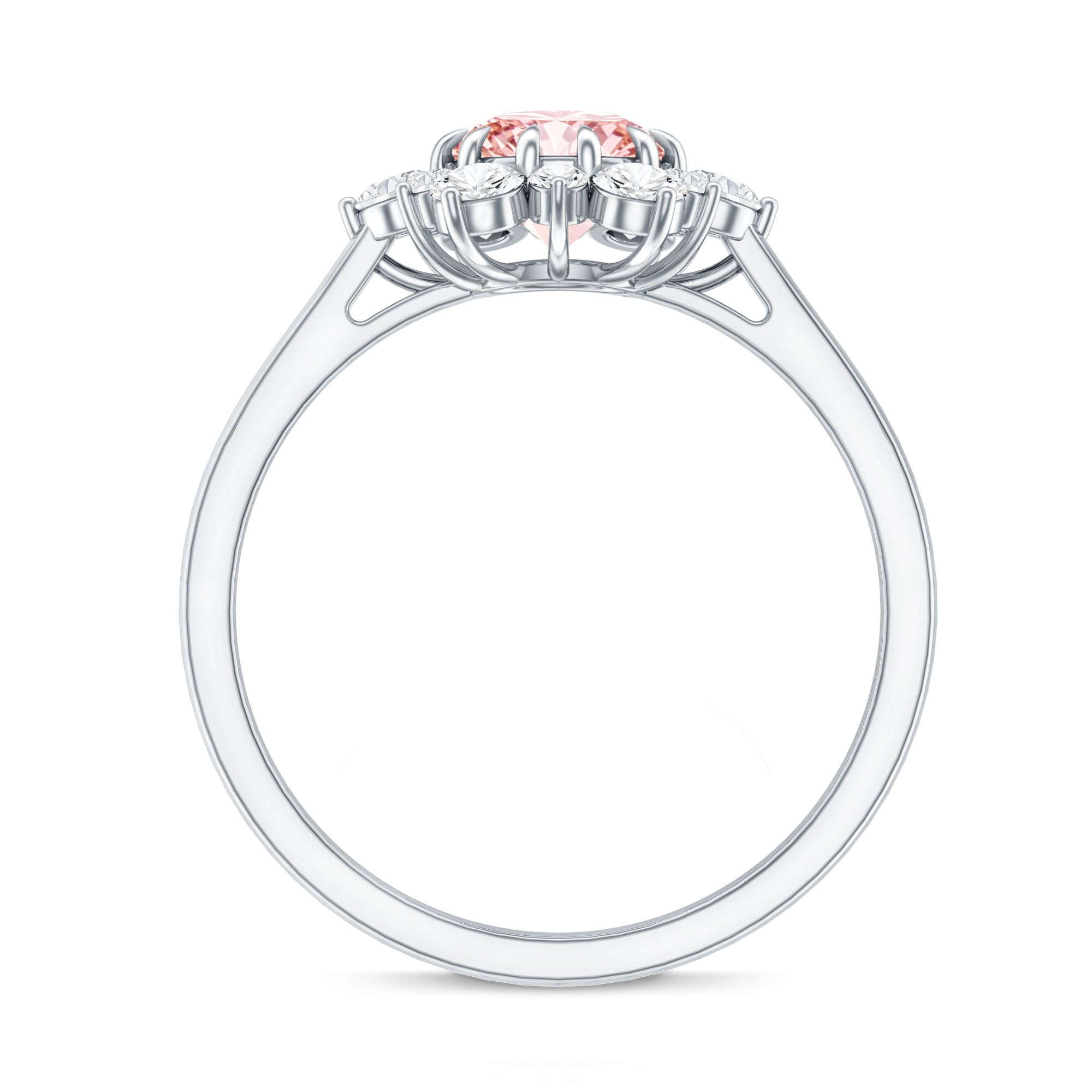 IGI Certified 1 CT Lab Grown Pink and White Diamond Halo Engagement Ring