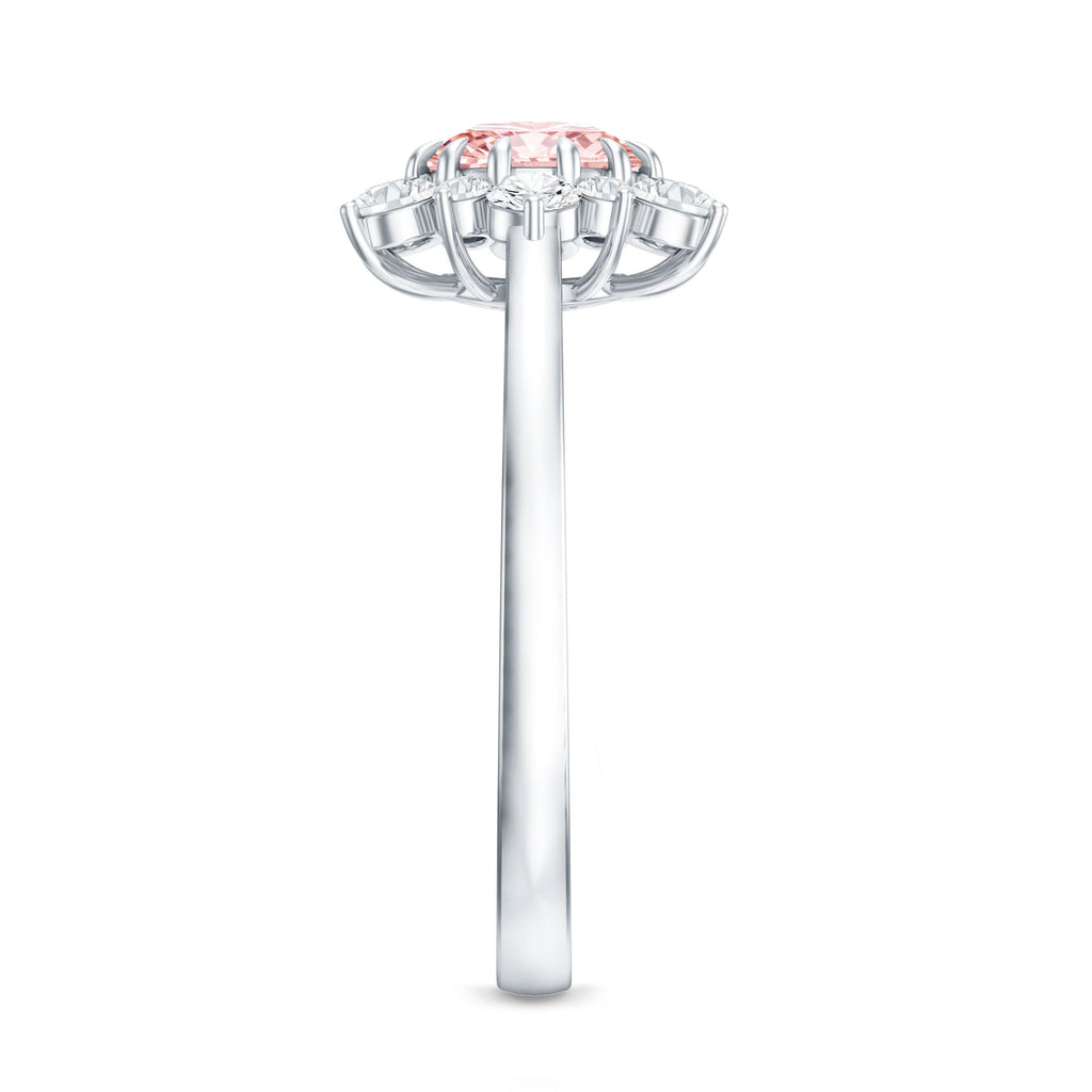 IGI Certified 1 CT Lab Grown Pink and White Diamond Halo Engagement Ring