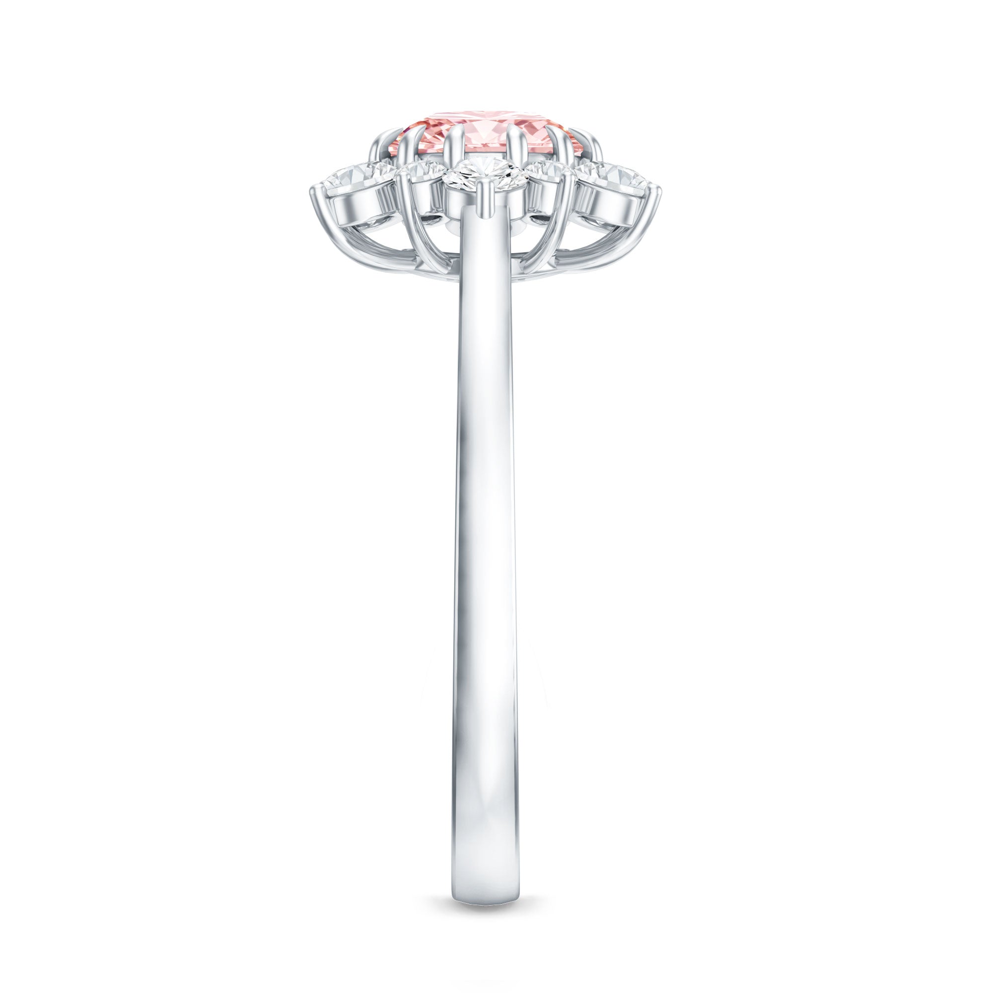 IGI Certified 1 CT Lab Grown Pink and White Diamond Halo Engagement Ring