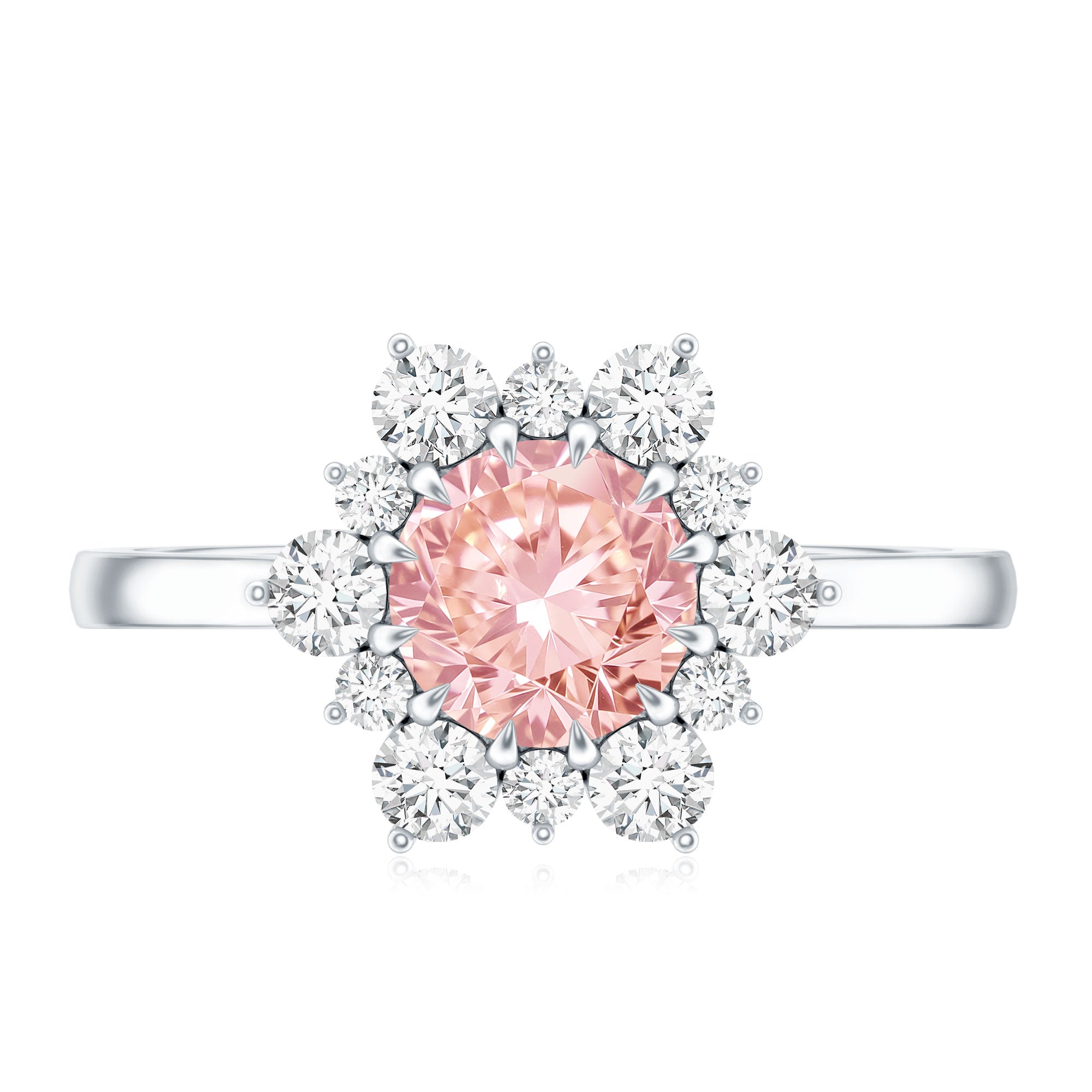IGI Certified 1 CT Lab Grown Pink and White Diamond Halo Engagement Ring