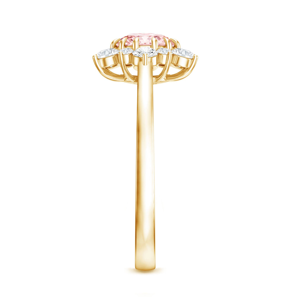 IGI Certified 1 CT Lab Grown Pink and White Diamond Halo Engagement Ring