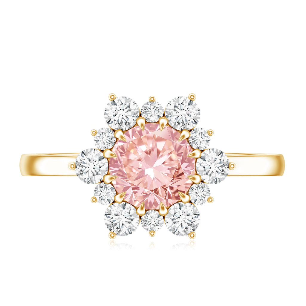 IGI Certified 1 CT Lab Grown Pink and White Diamond Halo Engagement Ring
