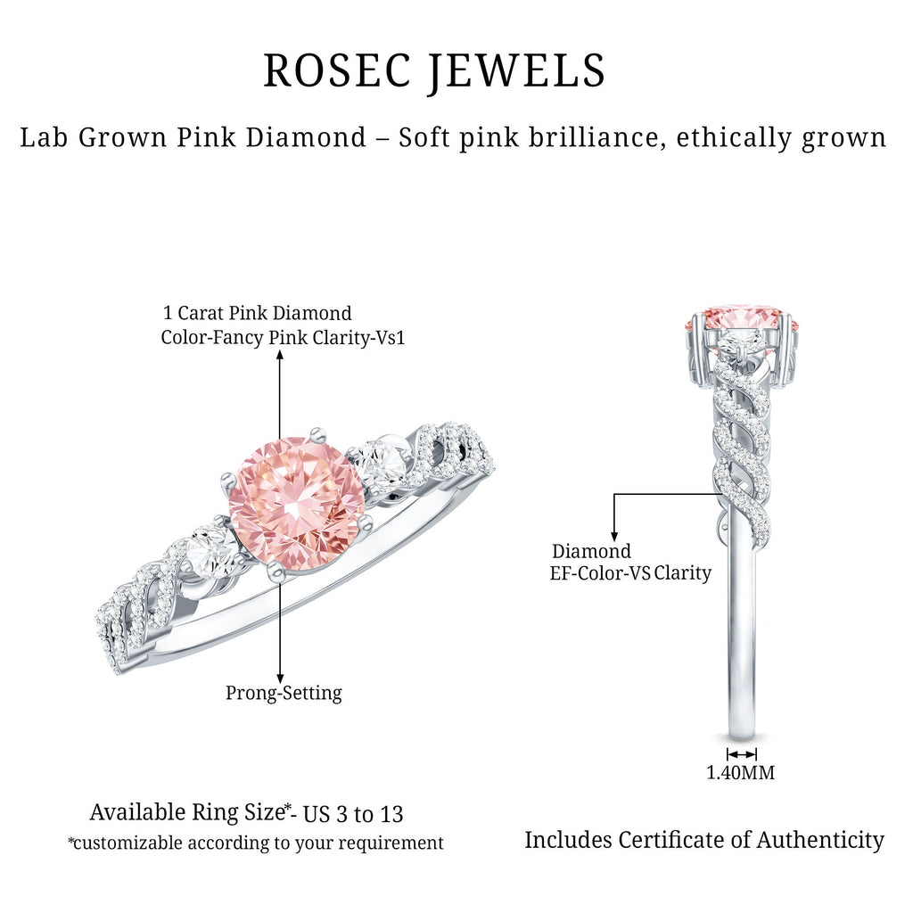 Lab Grown Fancy Pink Diamond Engagement Ring with IGI Certificate