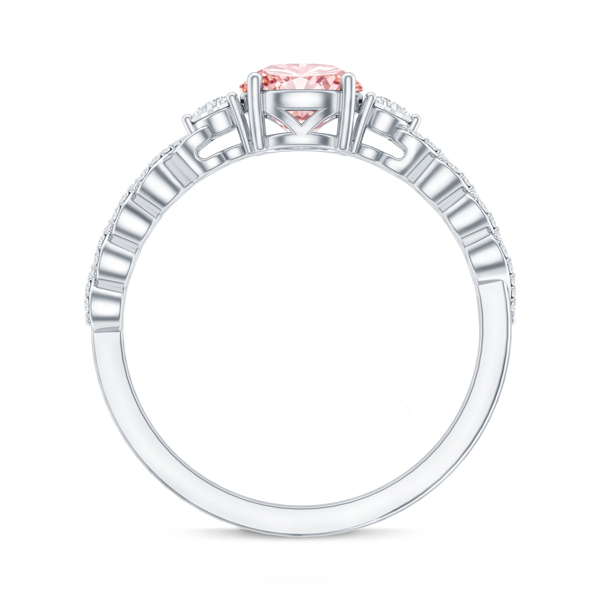Lab Grown Fancy Pink Diamond Engagement Ring with IGI Certificate